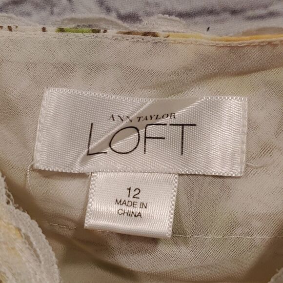 Ann Taylor Loft yellow and green lace trim spaghetti strap tank top - Picture 5 of 9